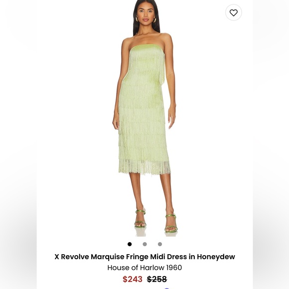 House of Harlow 1960 Fringe Midi Dress in Light Green